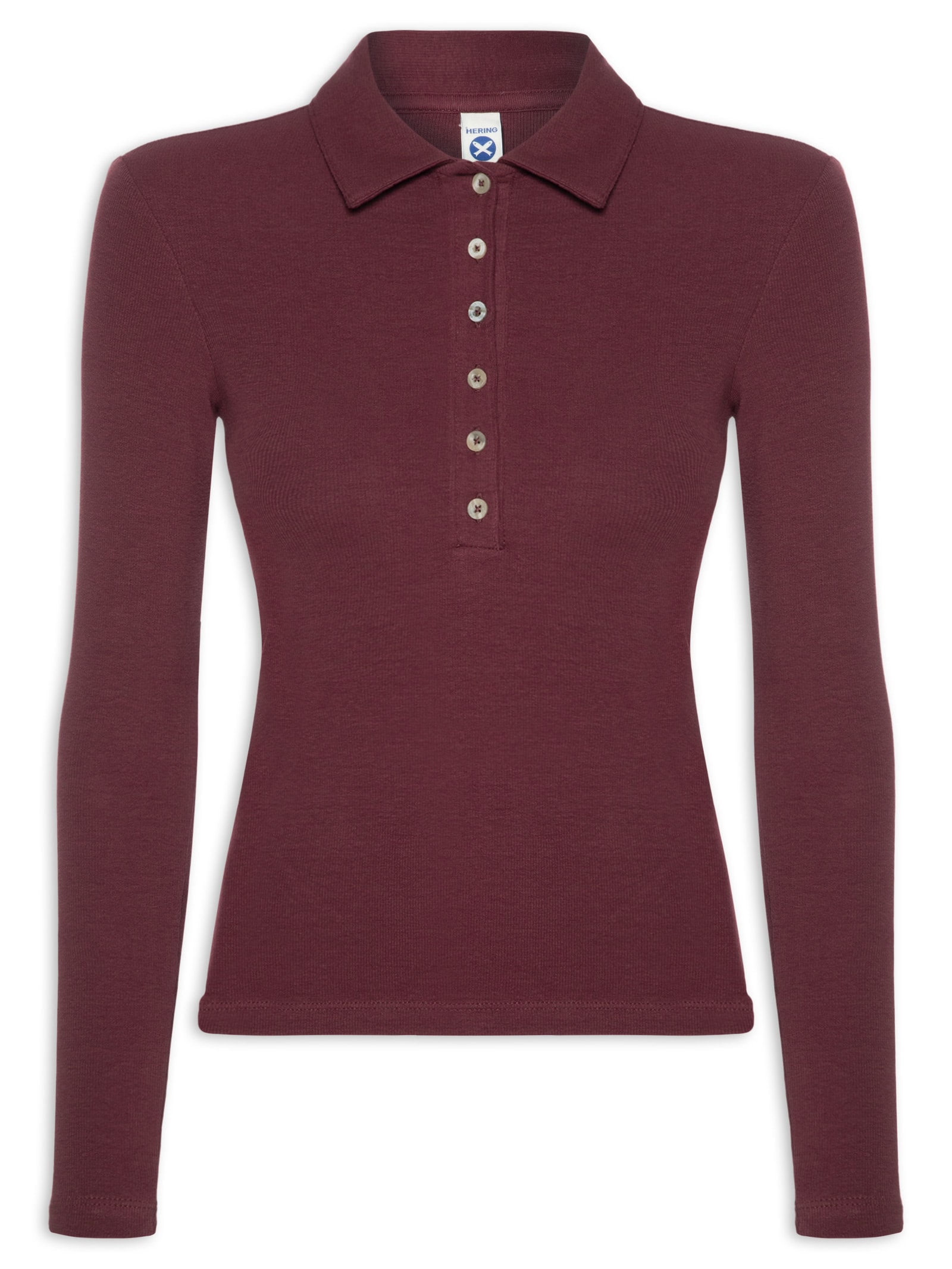 Camisa Feminina Polo Manga Longa Vermelho Hering