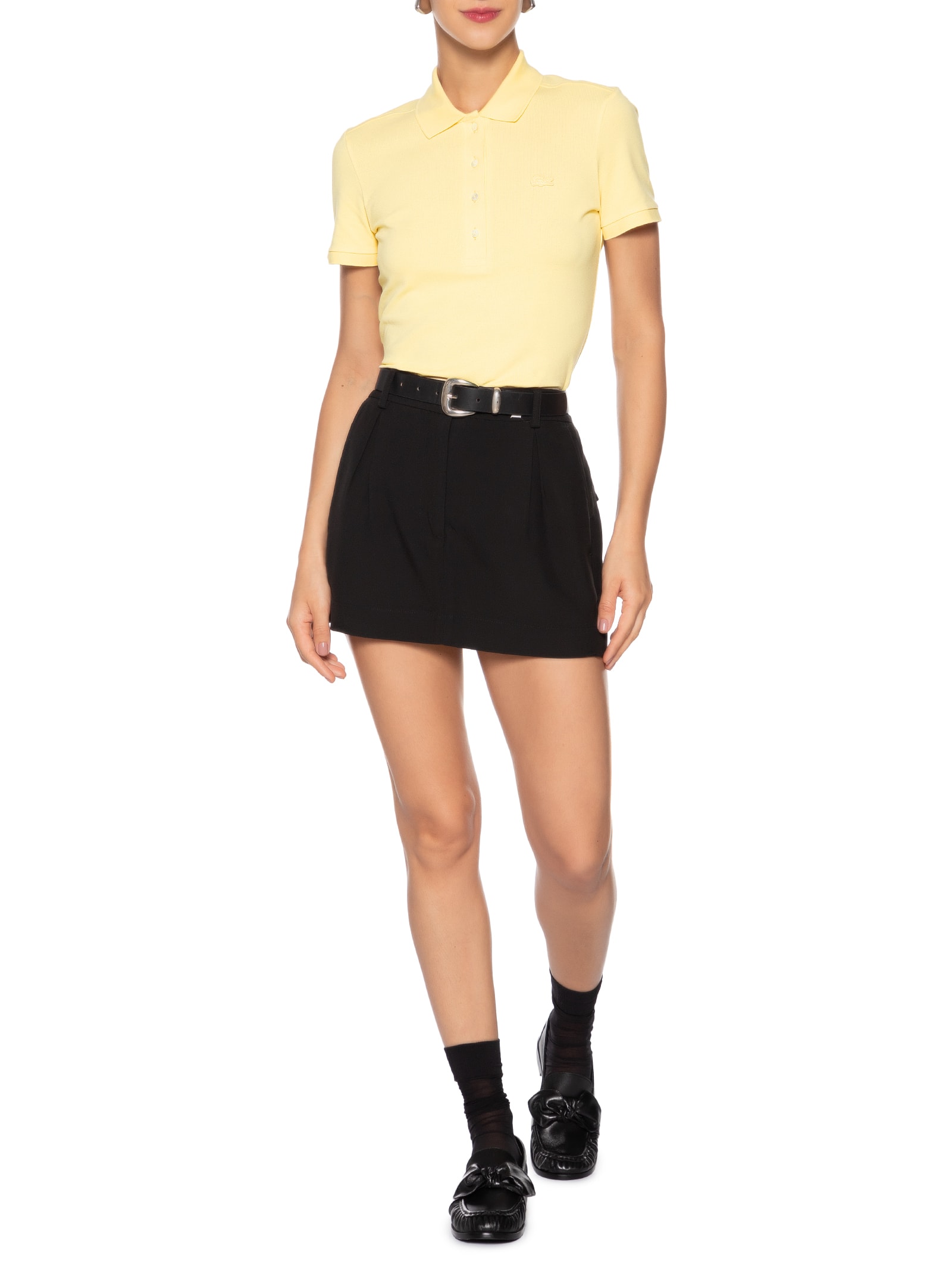 Camisa Feminina Polo Mini-Piqué Stretch Slim Fit Amarelo Lacoste