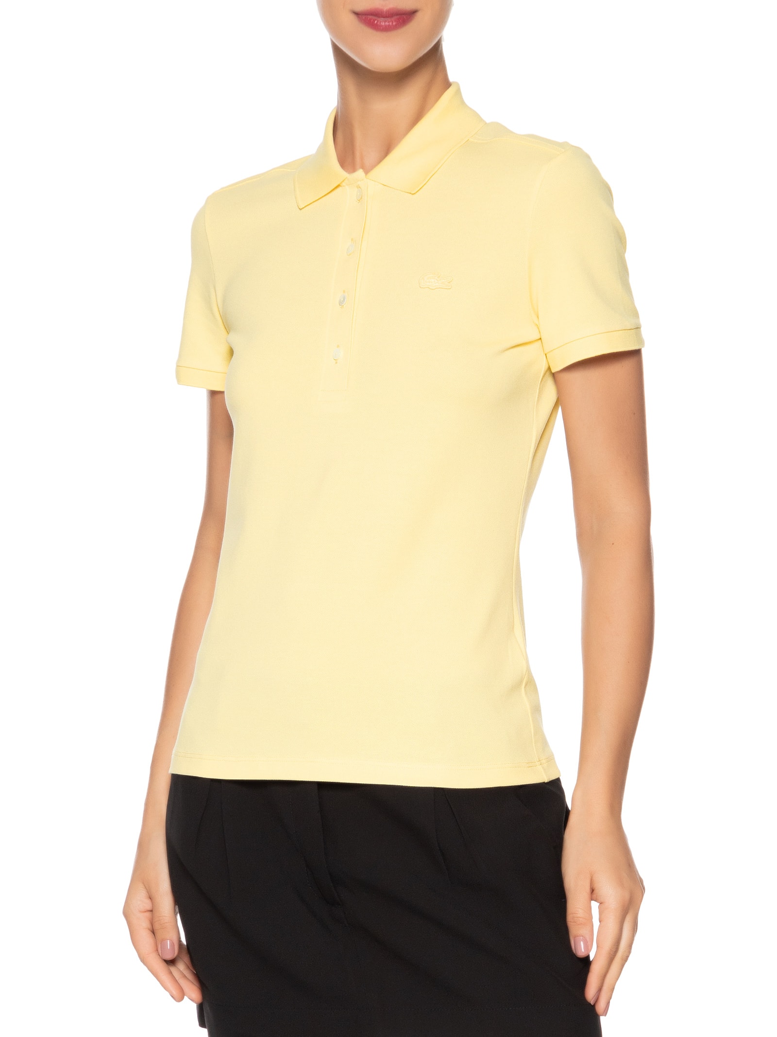 Camisa Feminina Polo Mini-Piqué Stretch Slim Fit Amarelo Lacoste