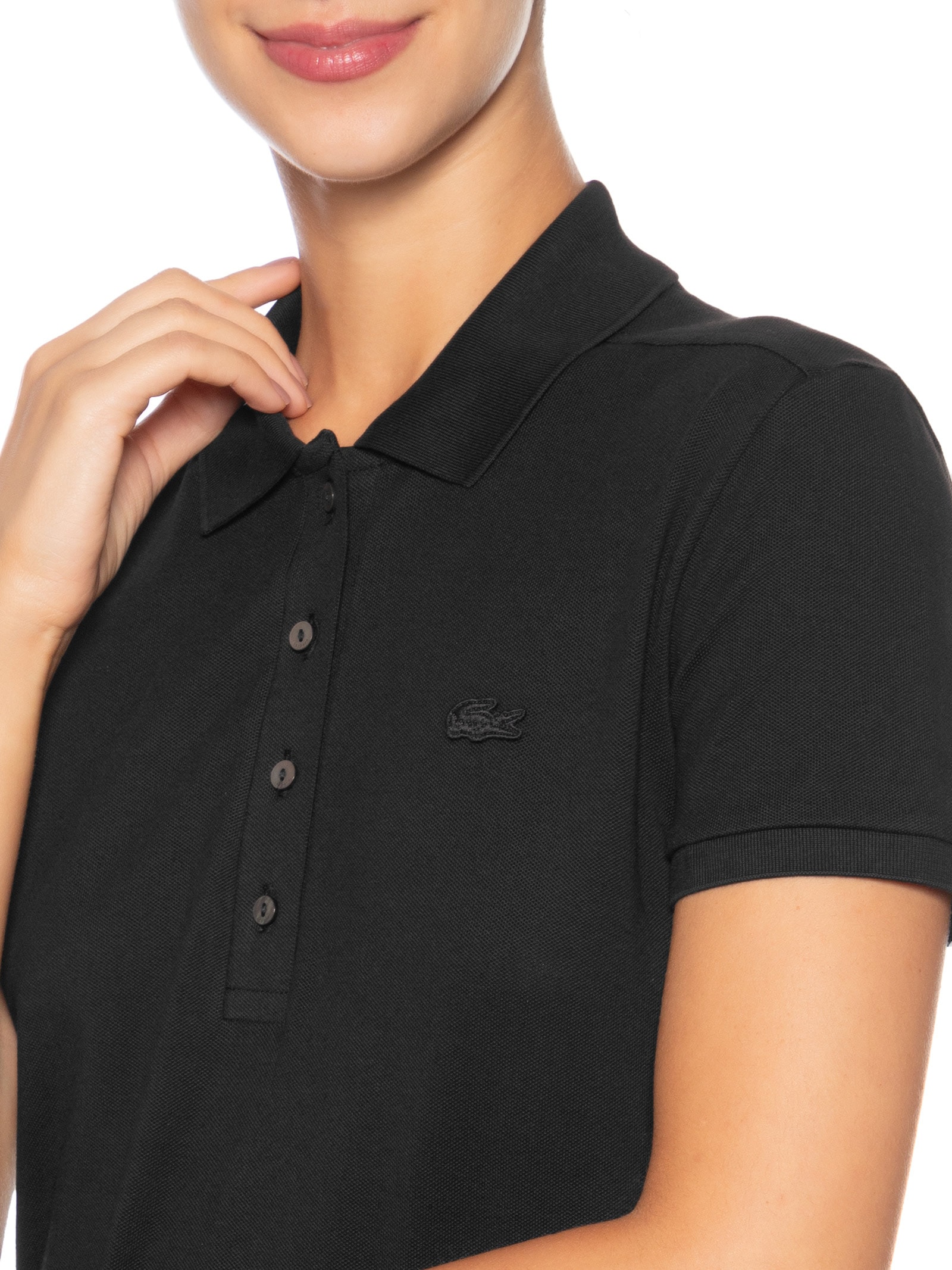 Camisa Feminina Polo Mini-Piqué Stretch Slim Fit Preto Lacoste