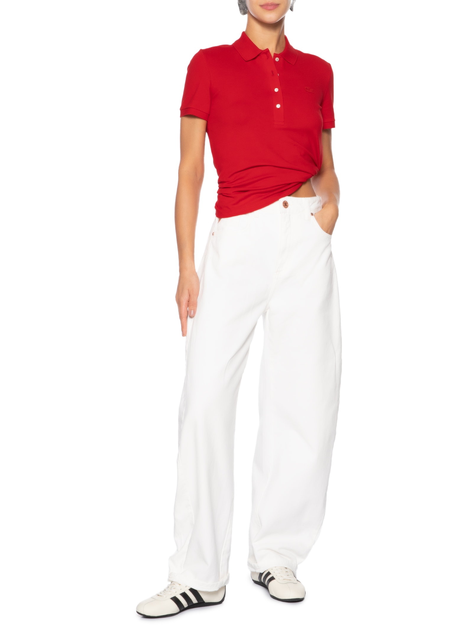 Camisa Feminina Polo Mini-Piqué Stretch Slim Fit Rosa Lacoste