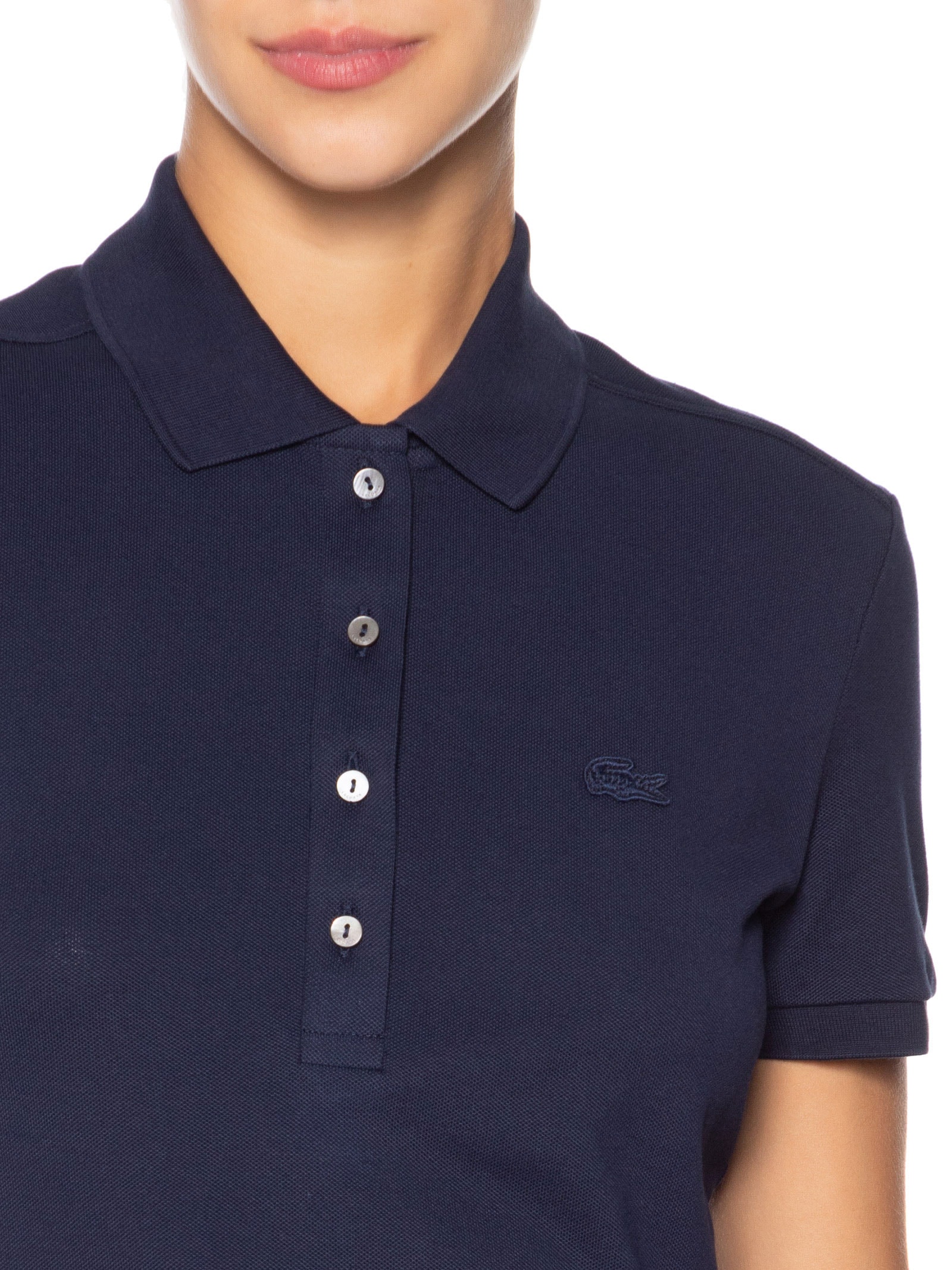 Camisa Feminina Polo Mini-Piqué Stretch Slim Fit Rosa Lacoste