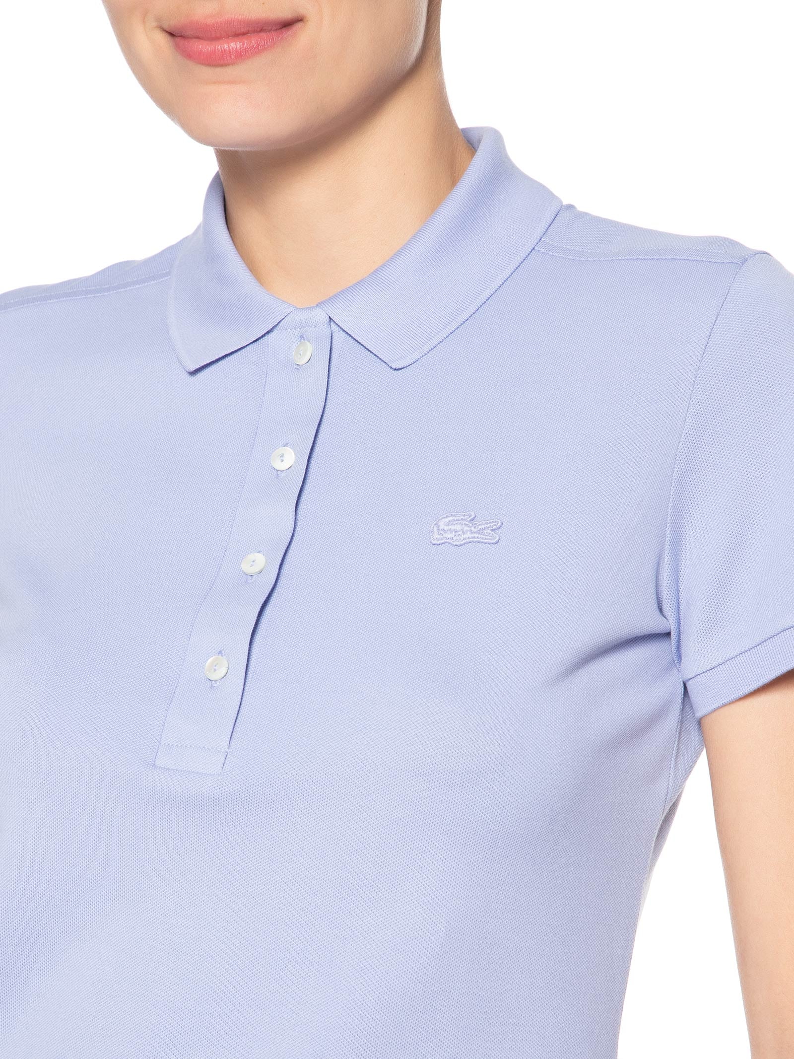 Camisa Feminina Polo Mini-Piqué Stretch Slim Fit Rosa Lacoste