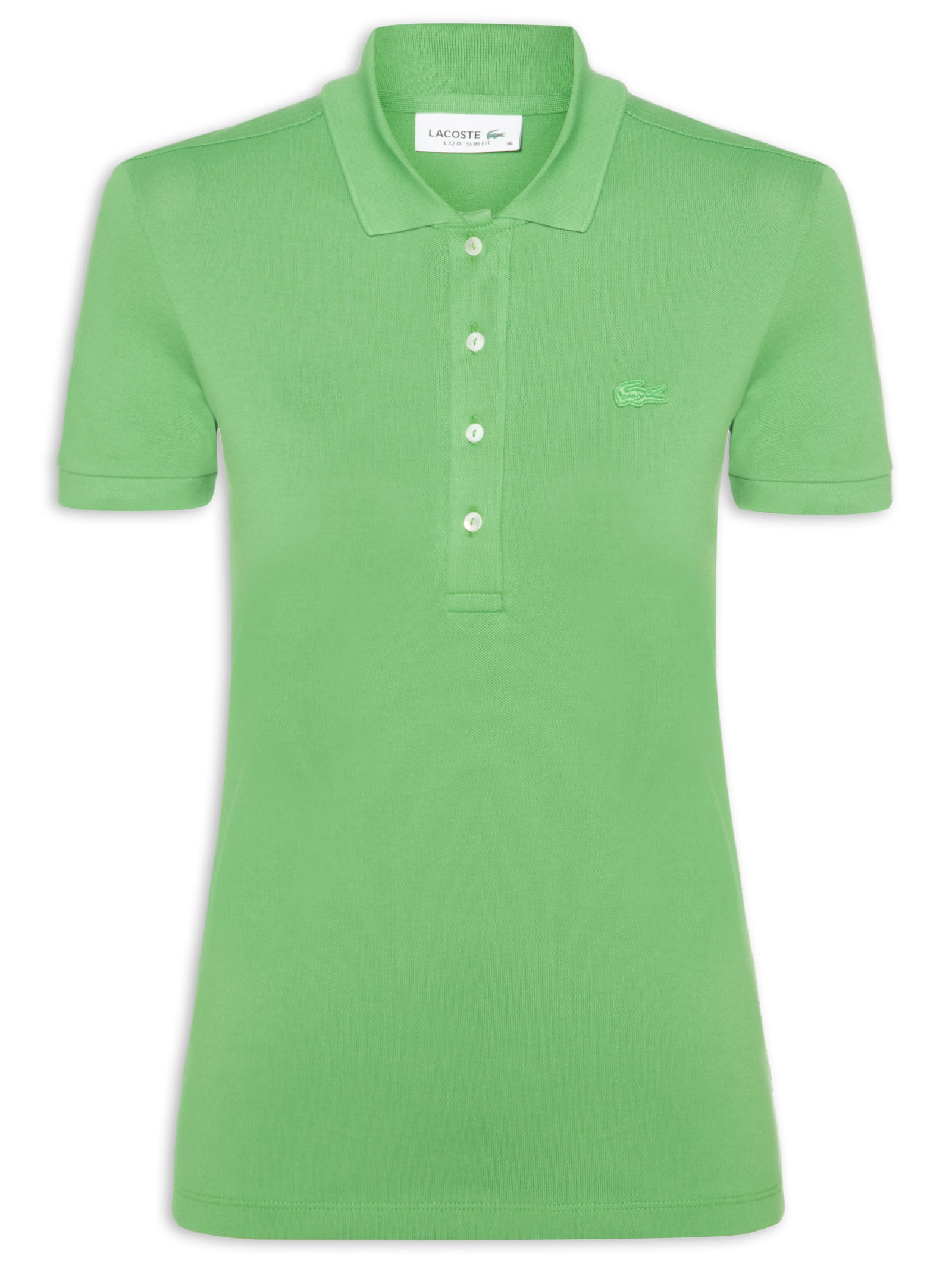 Camisa Feminina Polo Mini-Piqué Stretch Slim Fit Verde Lacoste