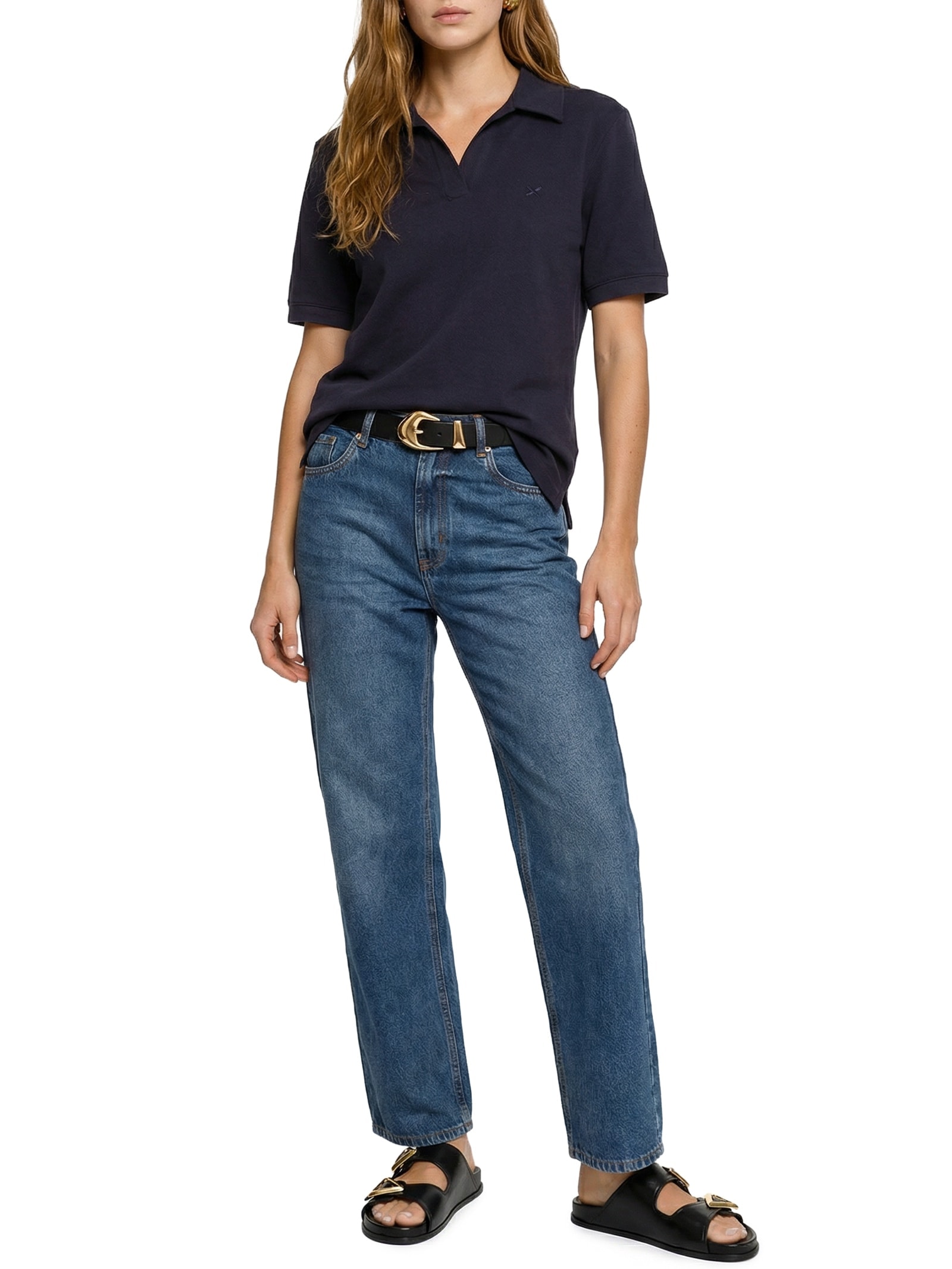 Camisa Feminina Polo MM Azul Hering