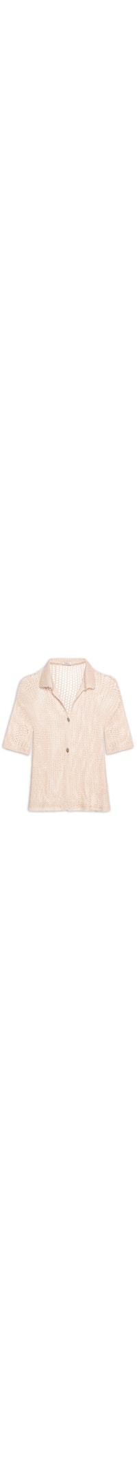 Camisa Feminina Polo Rendada Tricot - Bege