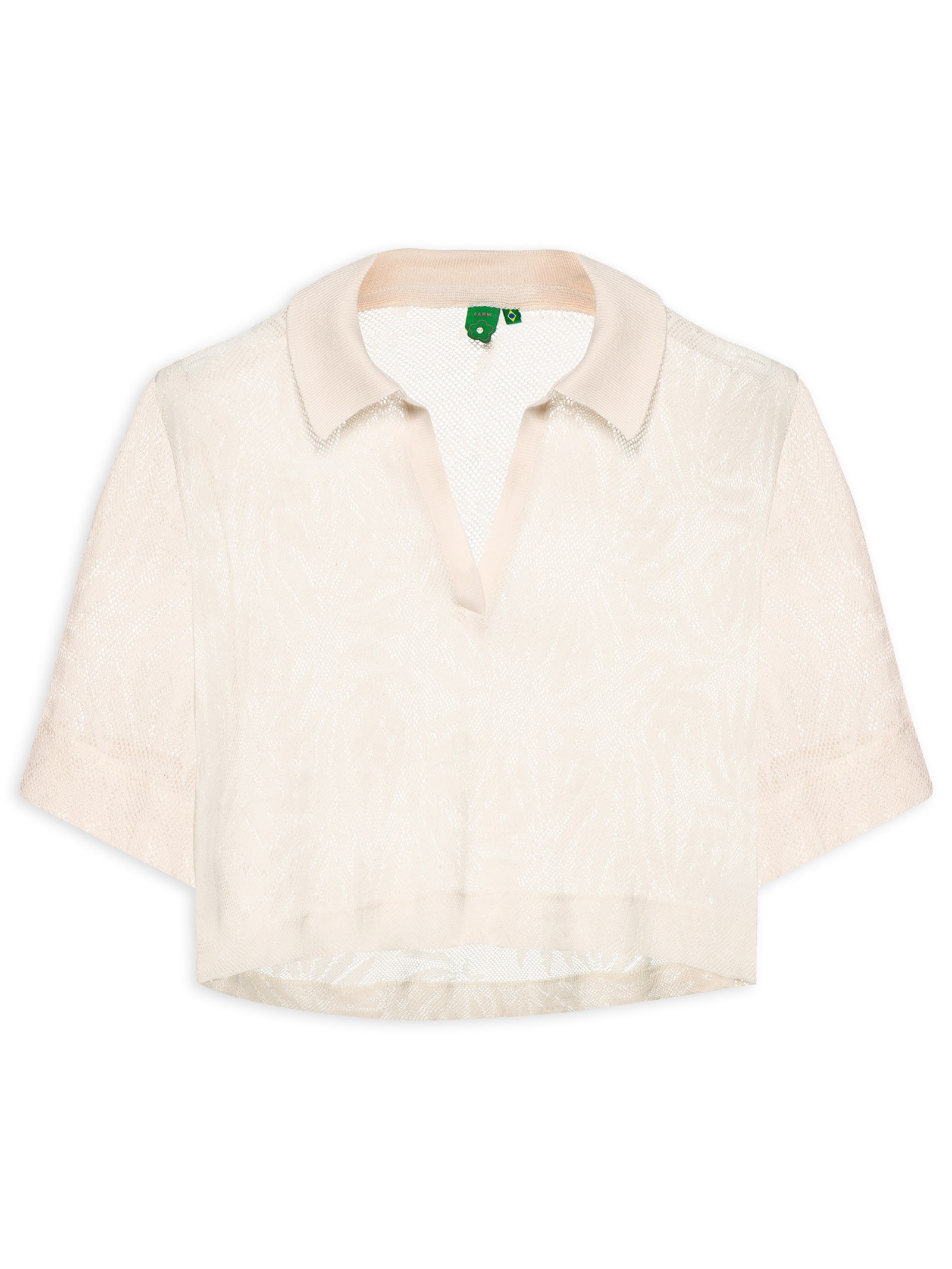 Camisa Feminina Polo Rendinha Bege Farm