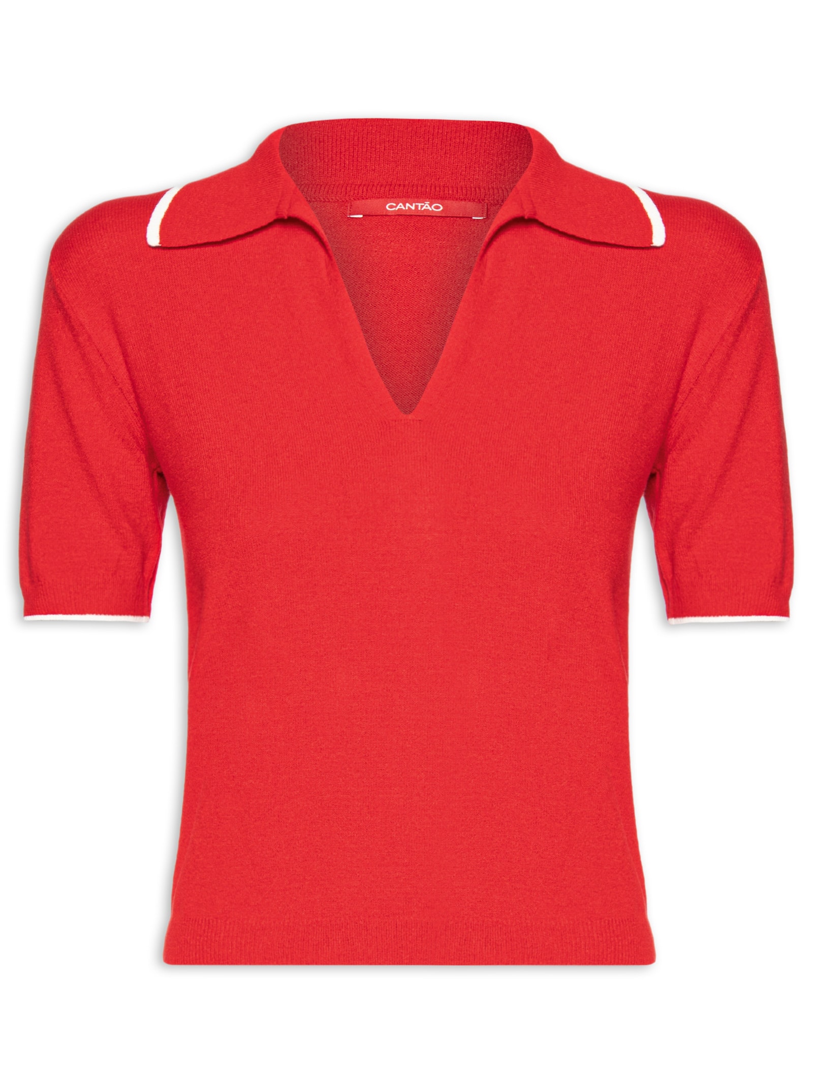 Camisa Feminina Polo Tricot Friso Lab Vermelho Cantão