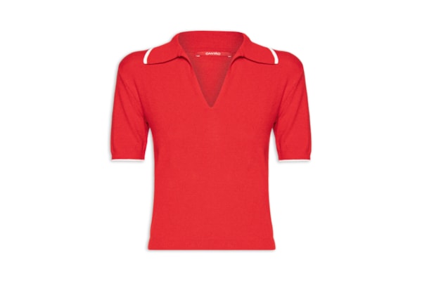Camisa Feminina Polo Tricot Friso Lab - Vermelho