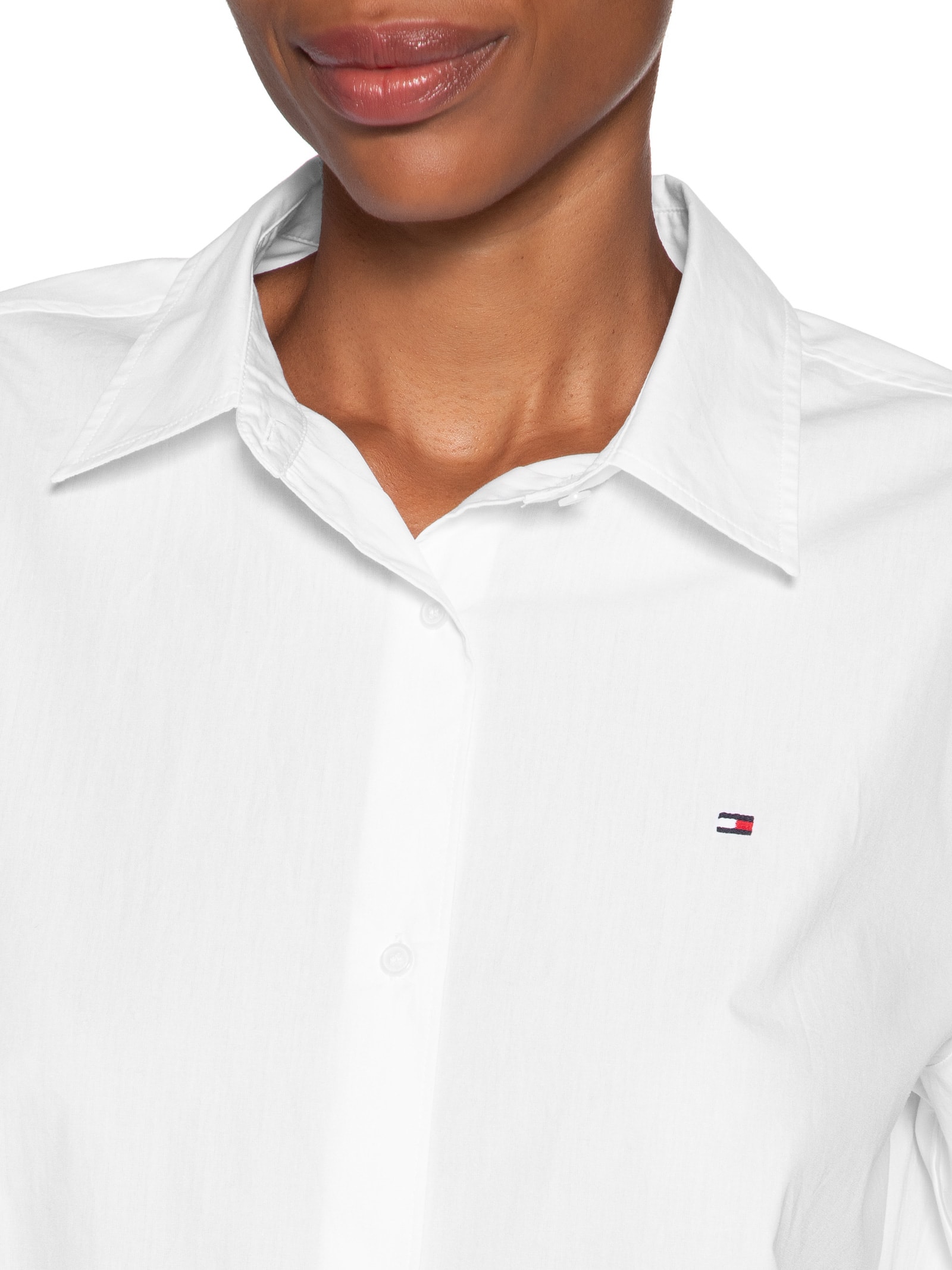 Camisa Feminina Poplin Easy Fit Shirt Branco Tommy Hilfiger