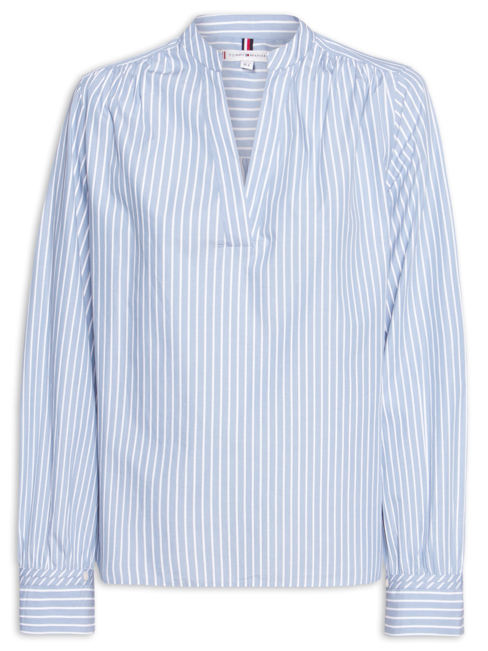 Camisa Feminina Poplin V-NK Blouse Azul Tommy Hilfiger