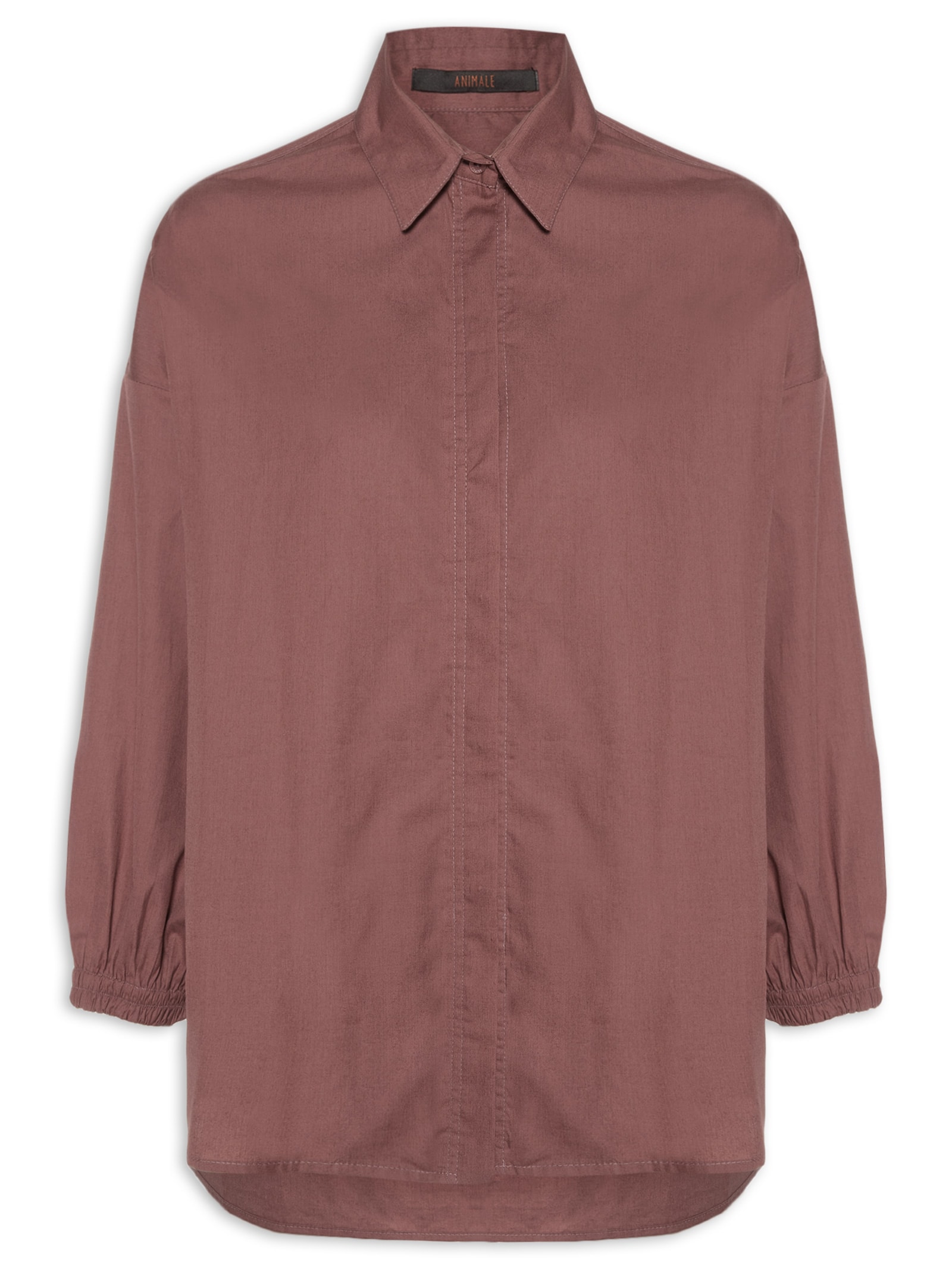 Camisa Feminina Punho Elástico Marrom Animale