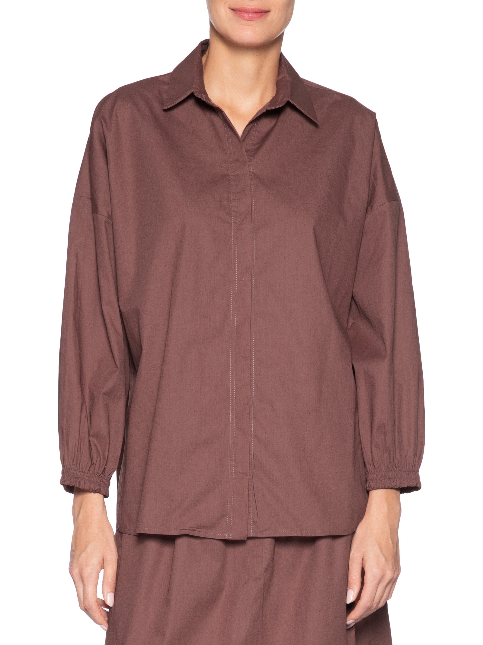 Camisa Feminina Punho Elástico Marrom Animale