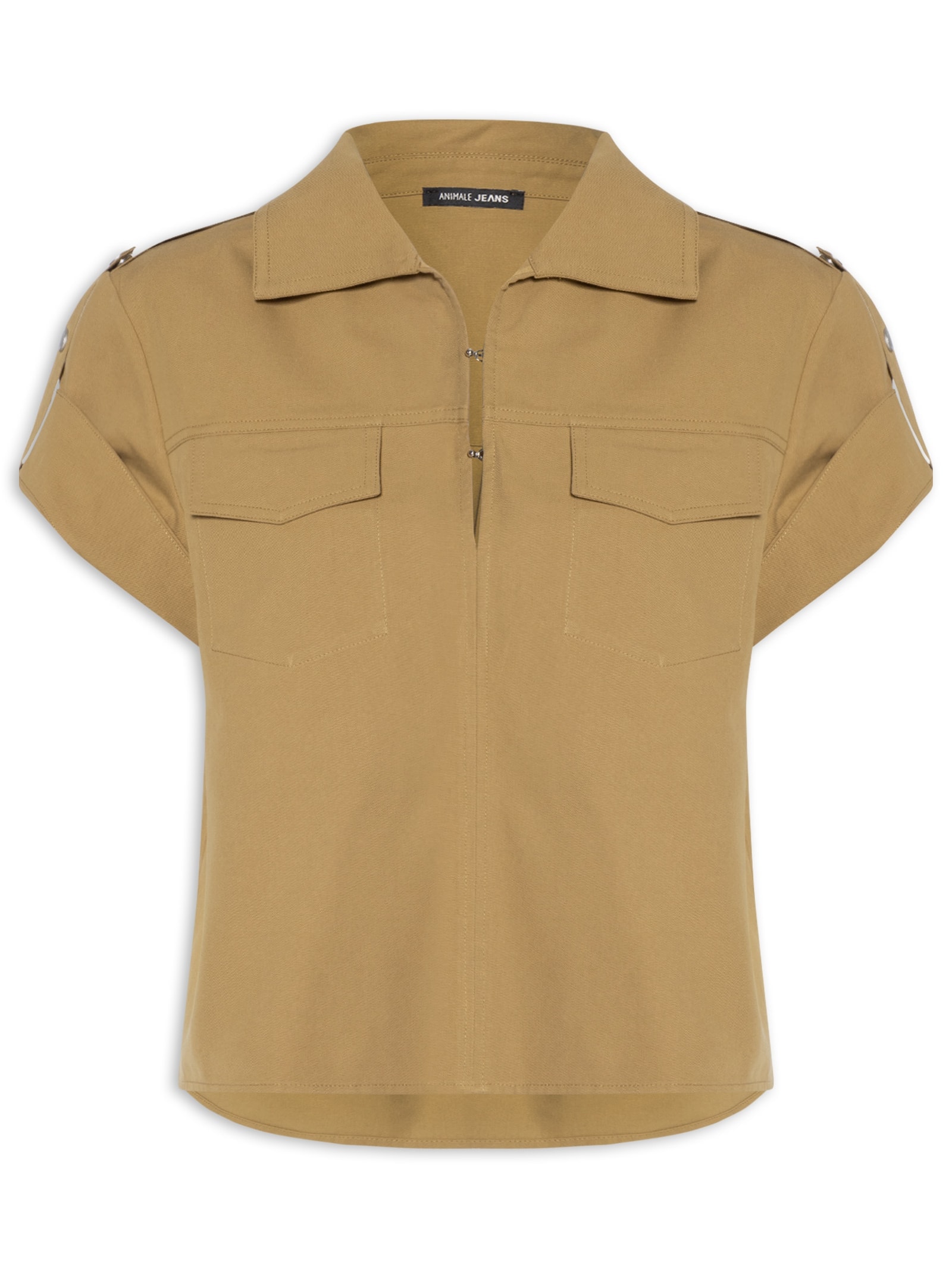 Camisa Feminina Rebite com Botões – Marrom Animale Jeans