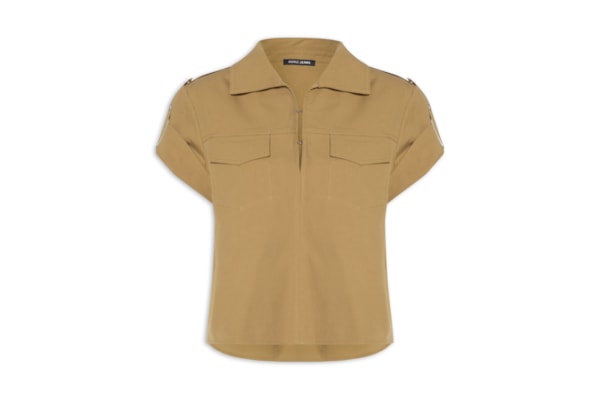 Camisa Feminina Rebite com Botões – Marrom