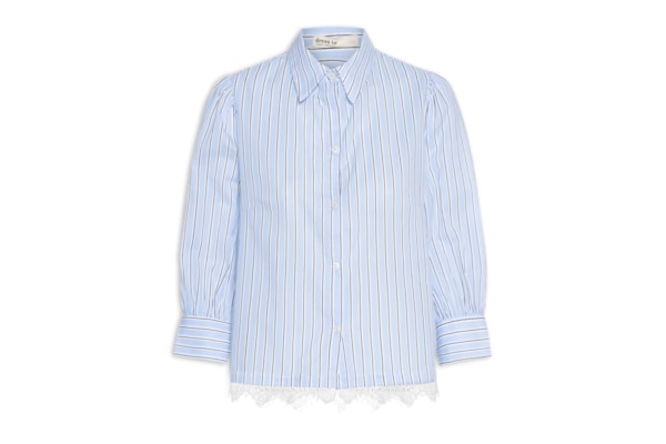 Camisa Feminina Renda Estampa Listra Litoral - Azul