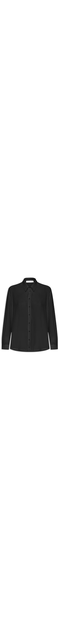 Camisa Feminina Reta Em Seda Com Ombro Deslocado - Preto