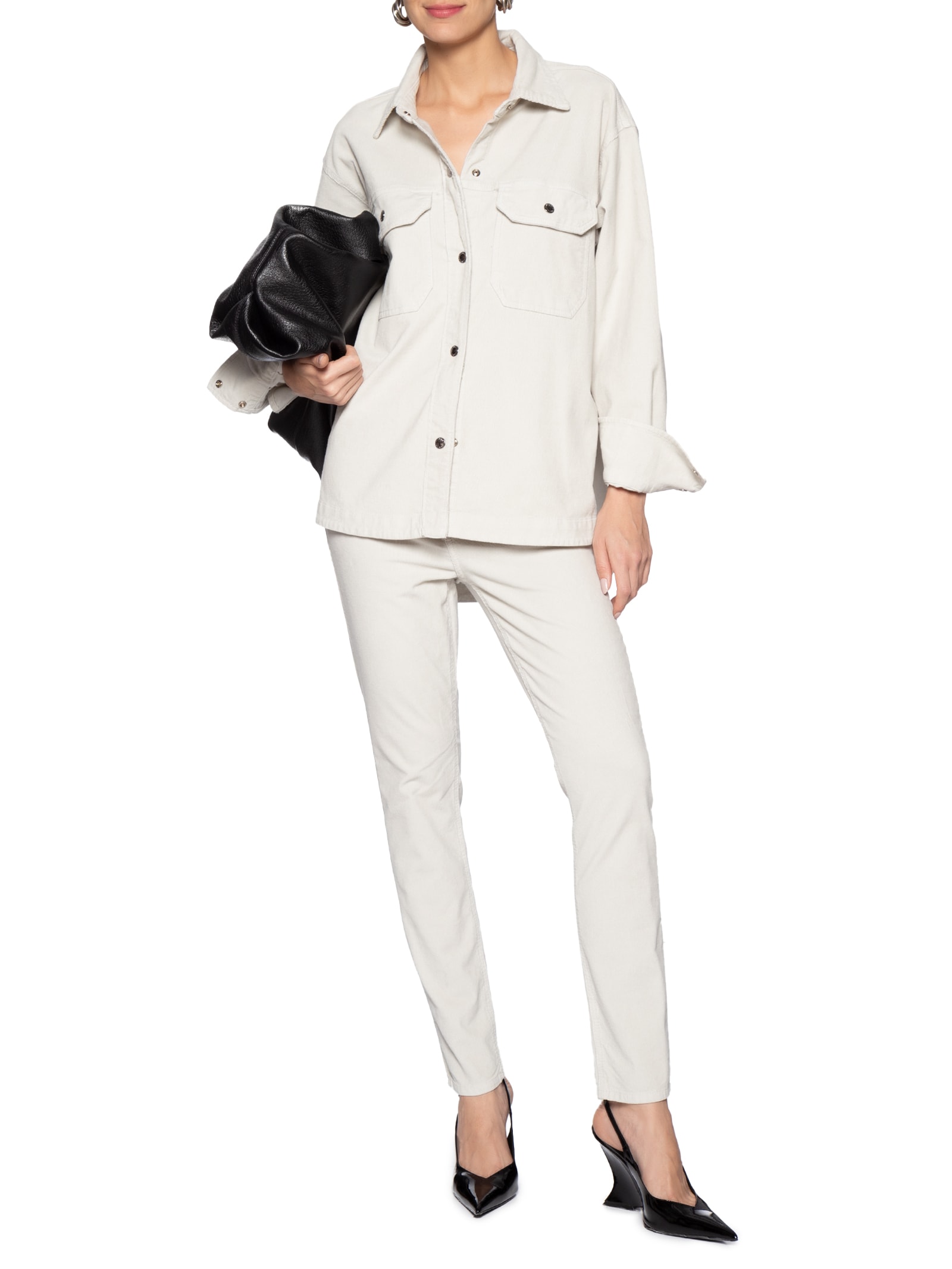 Camisa Feminina Sarja Basic Veludo Cinza Animale Jeans