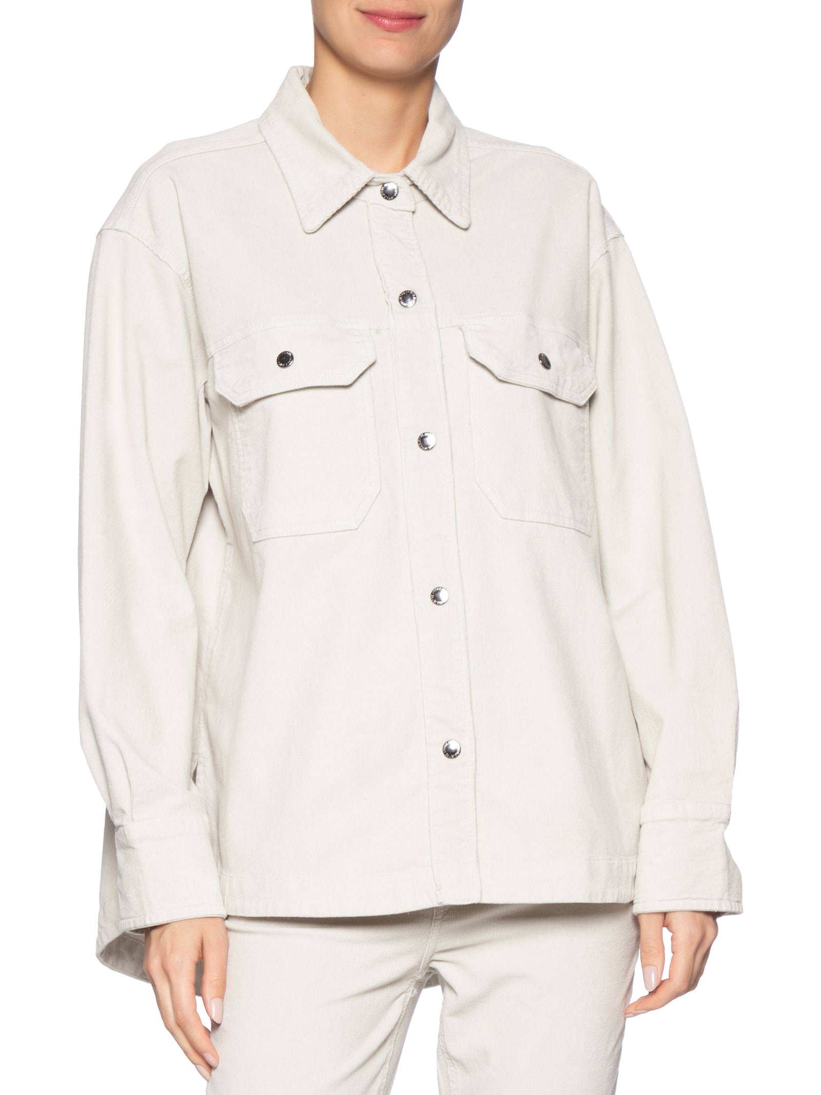 Camisa Feminina Sarja Basic Veludo Cinza Animale Jeans