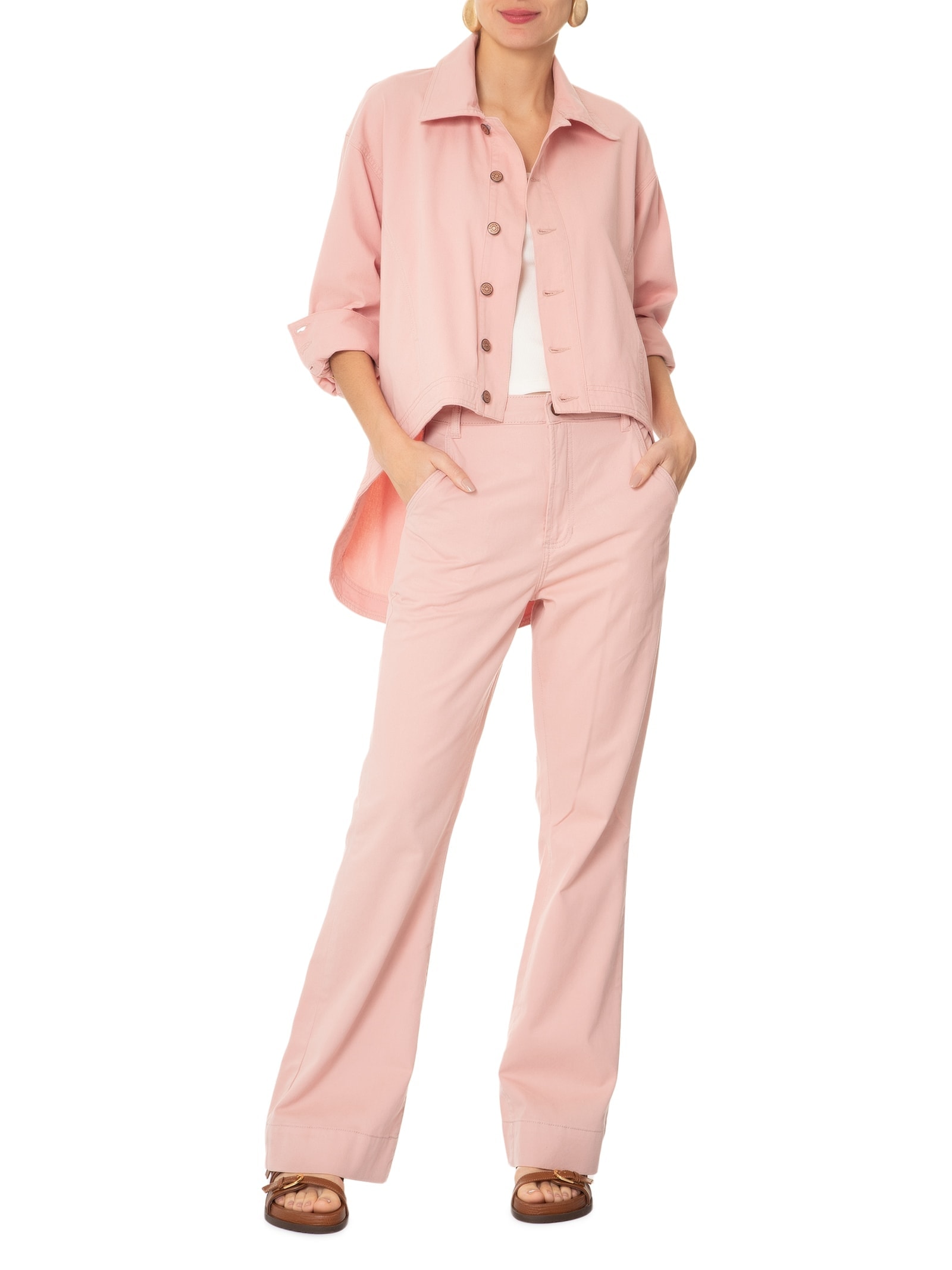 Camisa Feminina Sarja Color Rosa Dress To
