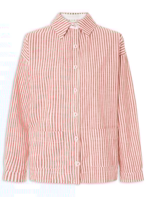 Camisa Feminina Sarja Listrado Viva – Vermelho