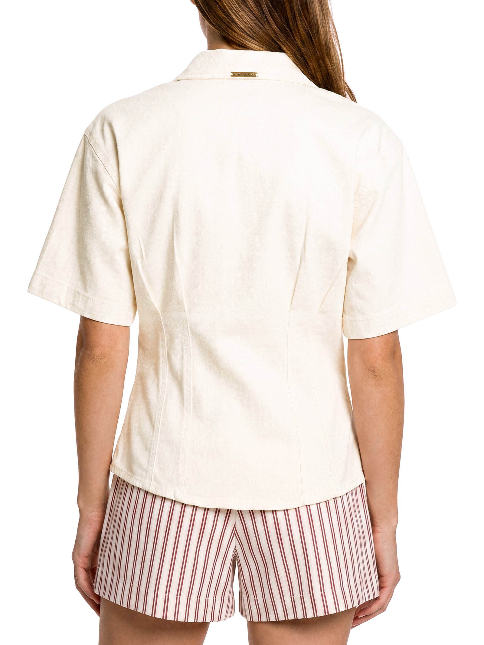Camisa Feminina Sarja Manga Curta Off White Lança Perfume