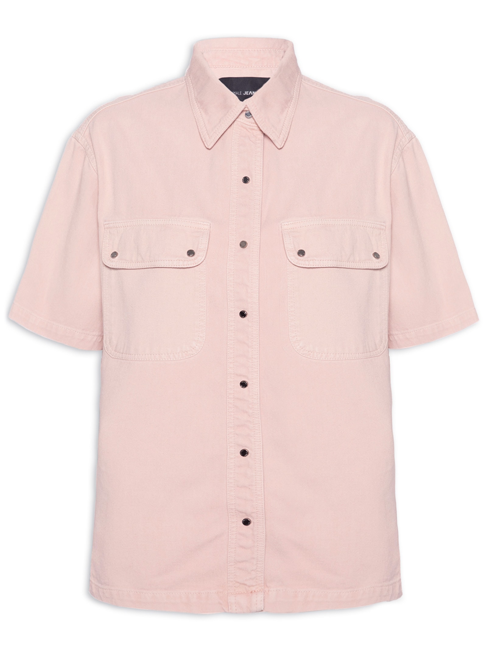 Camisa Feminina Sarja Manga Curta Rosa Animale Jeans