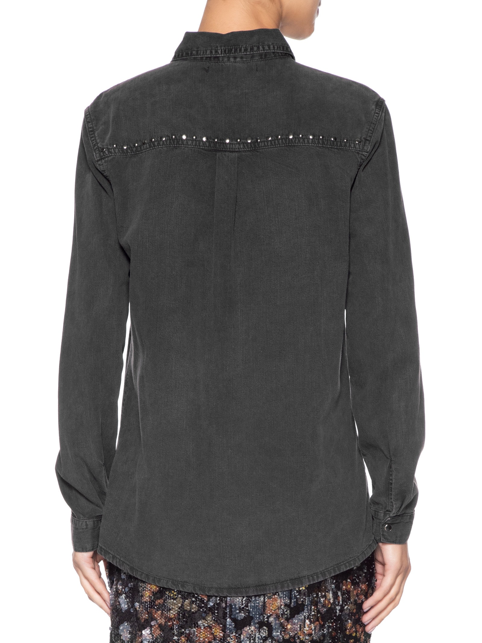 Camisa Feminina Sarja Tachinhas Preto Maria Filó