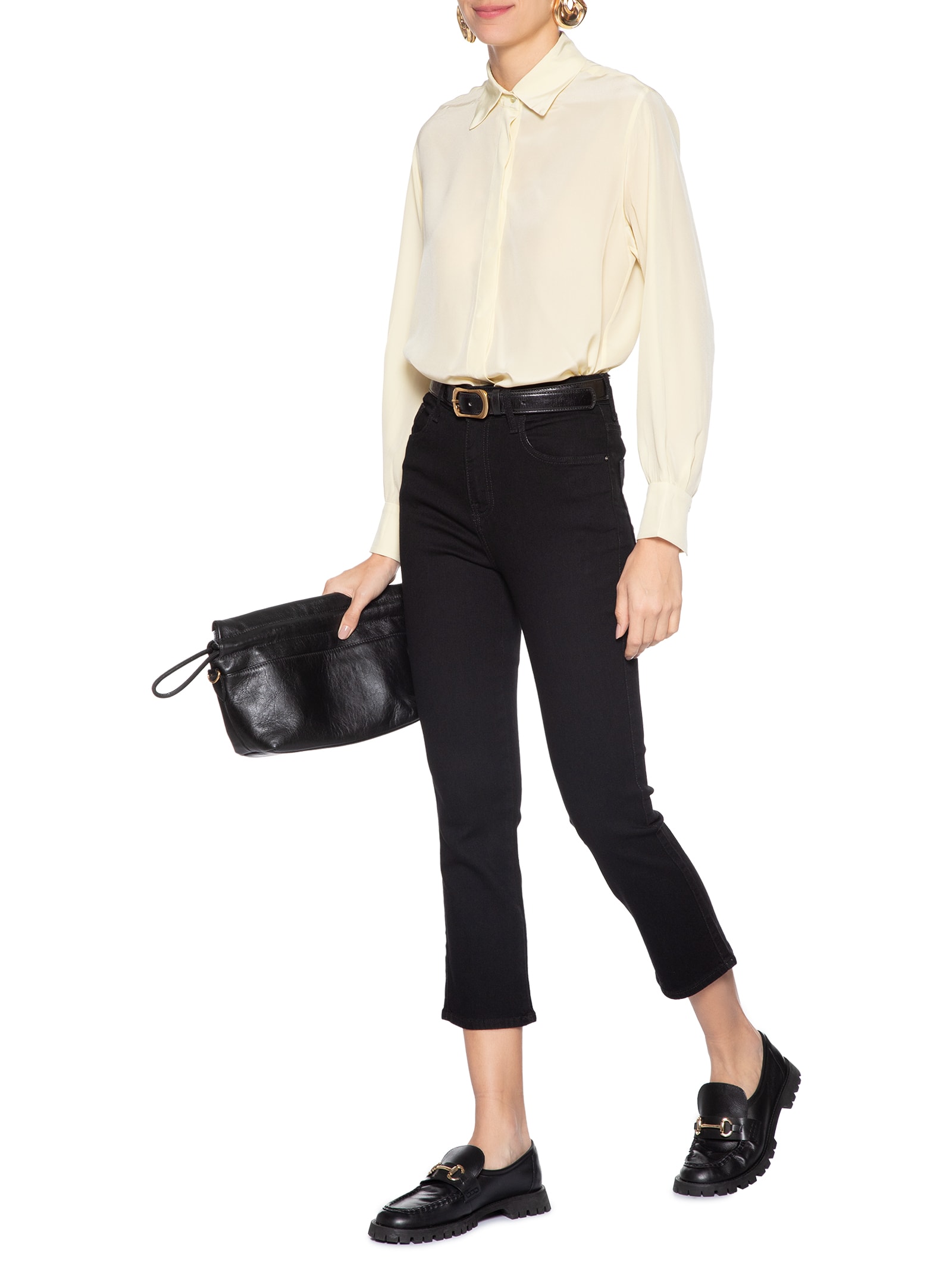 Camisa Feminina Seda Ampla Campo Amarelo Animale