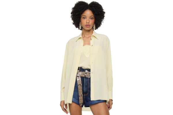 Camisa Feminina Seda Ampla Campo - Amarelo