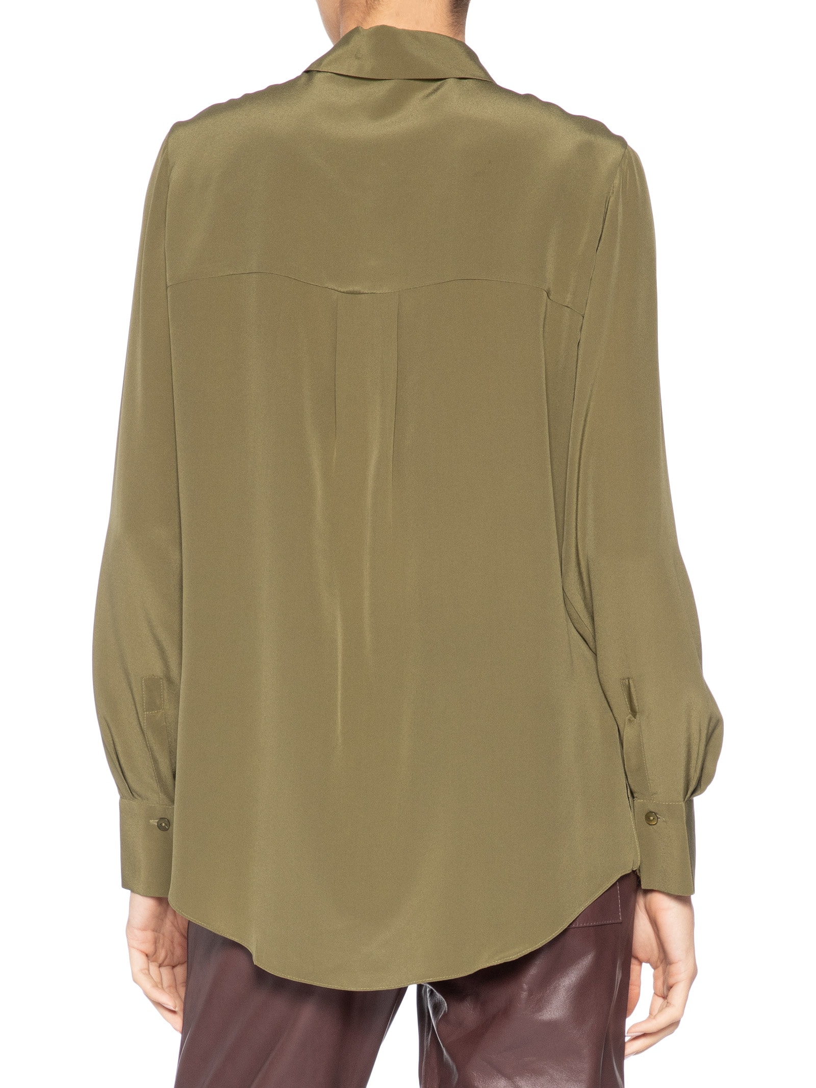Camisa Feminina Seda Básica Marche Manga Longa Verde Animale