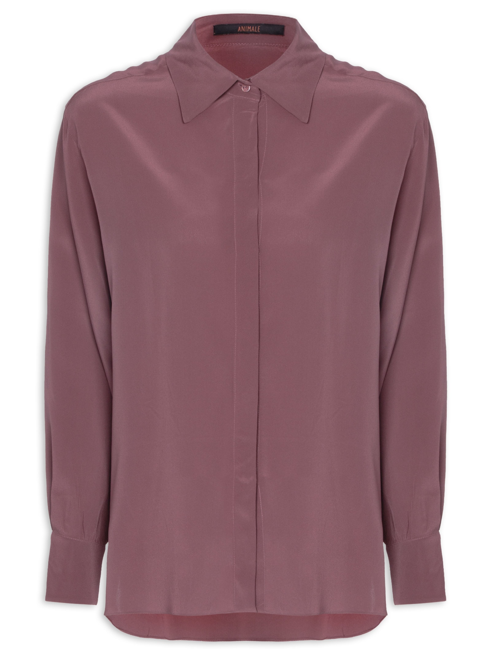 Camisa Feminina Seda Taupe Rosa Animale