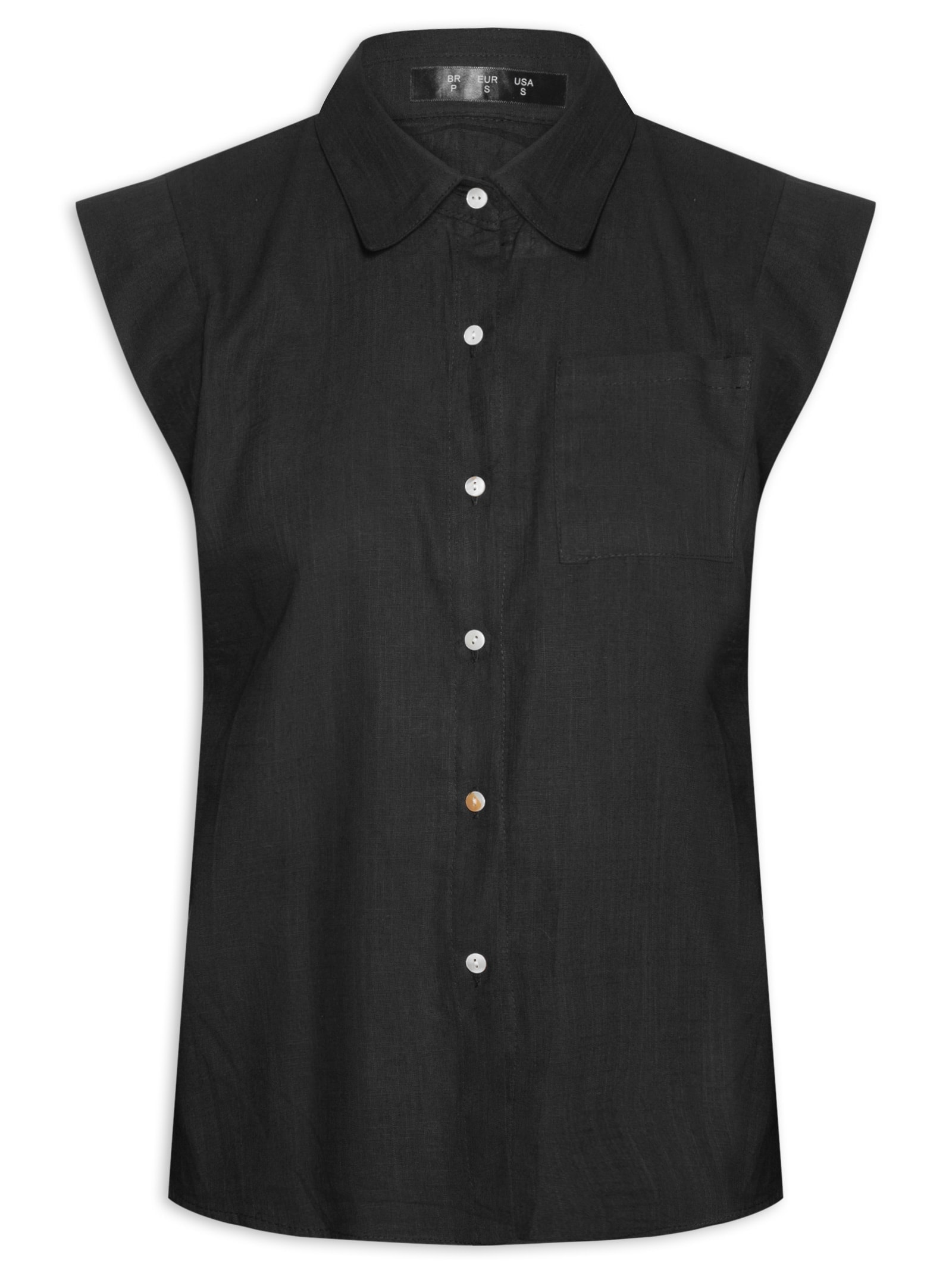 Camisa Feminina Sem Manga Preto Basiq
