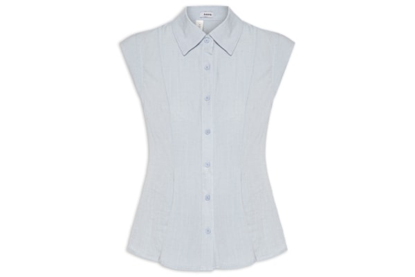 Camisa Feminina Sem Mangas Acinturada - Azul
