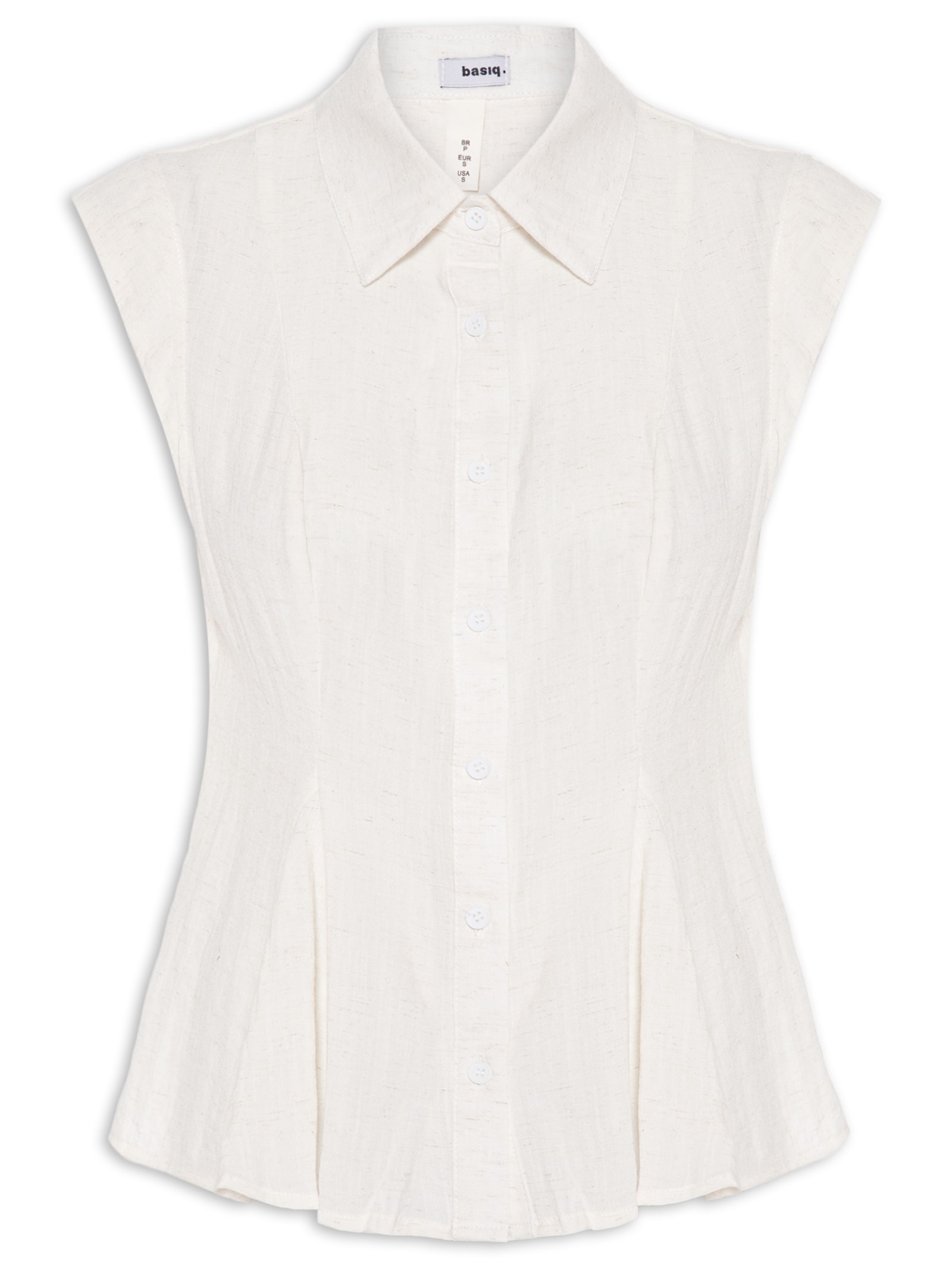 Camisa Feminina Sem Mangas Acinturada Branco Basiq