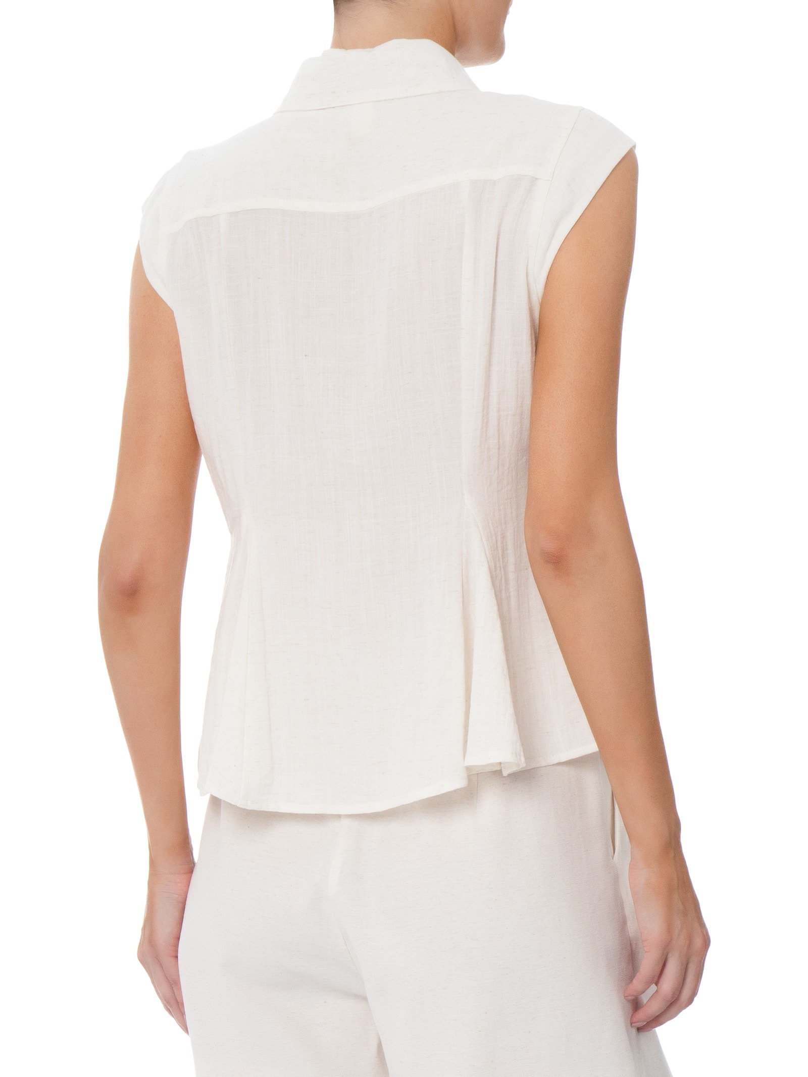 Camisa Feminina Sem Mangas Acinturada Branco Basiq