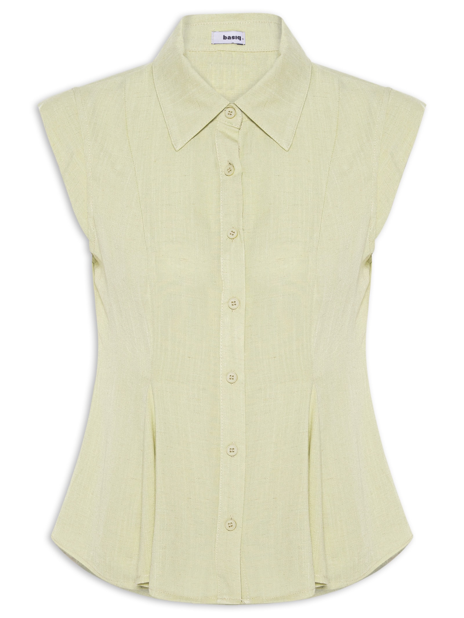 Camisa Feminina Sem Mangas Acinturada Verde Basiq
