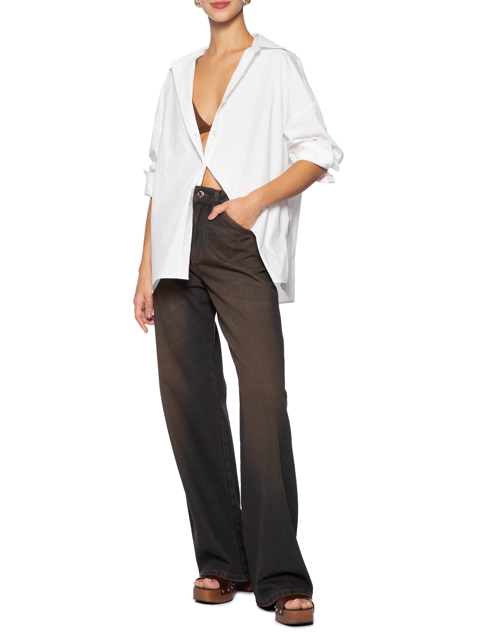 Camisa Feminina Social Branco Animale Jeans