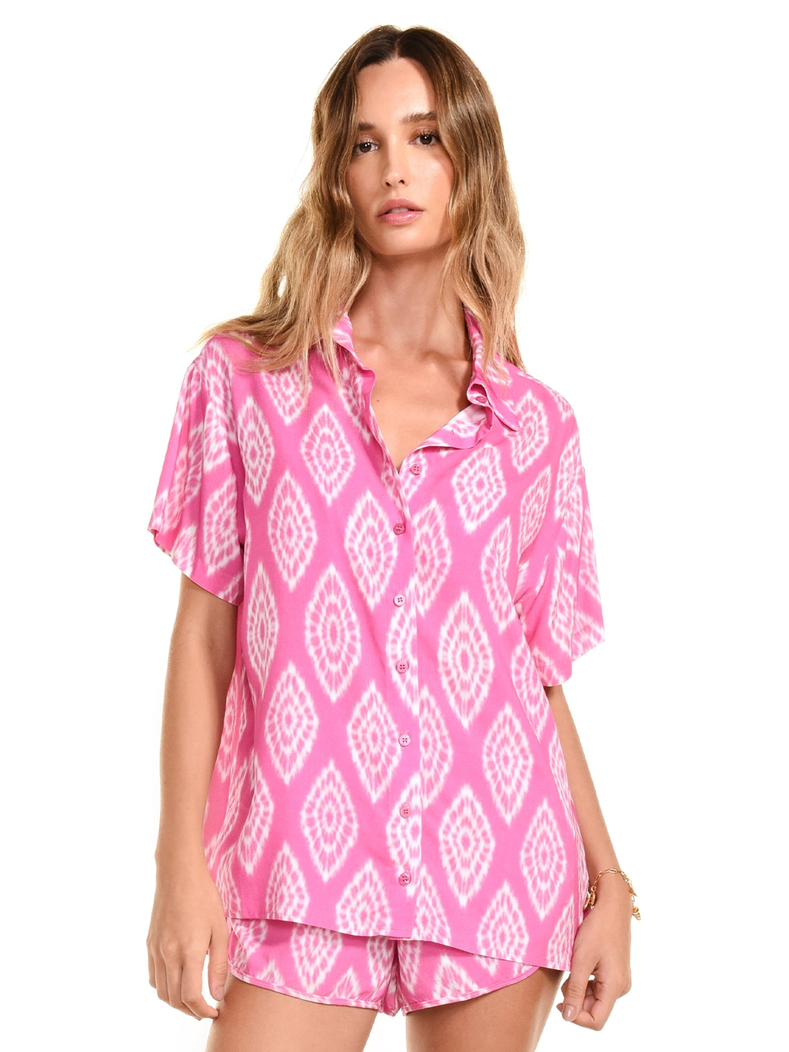 Camisa Feminina Square Rosa Triya