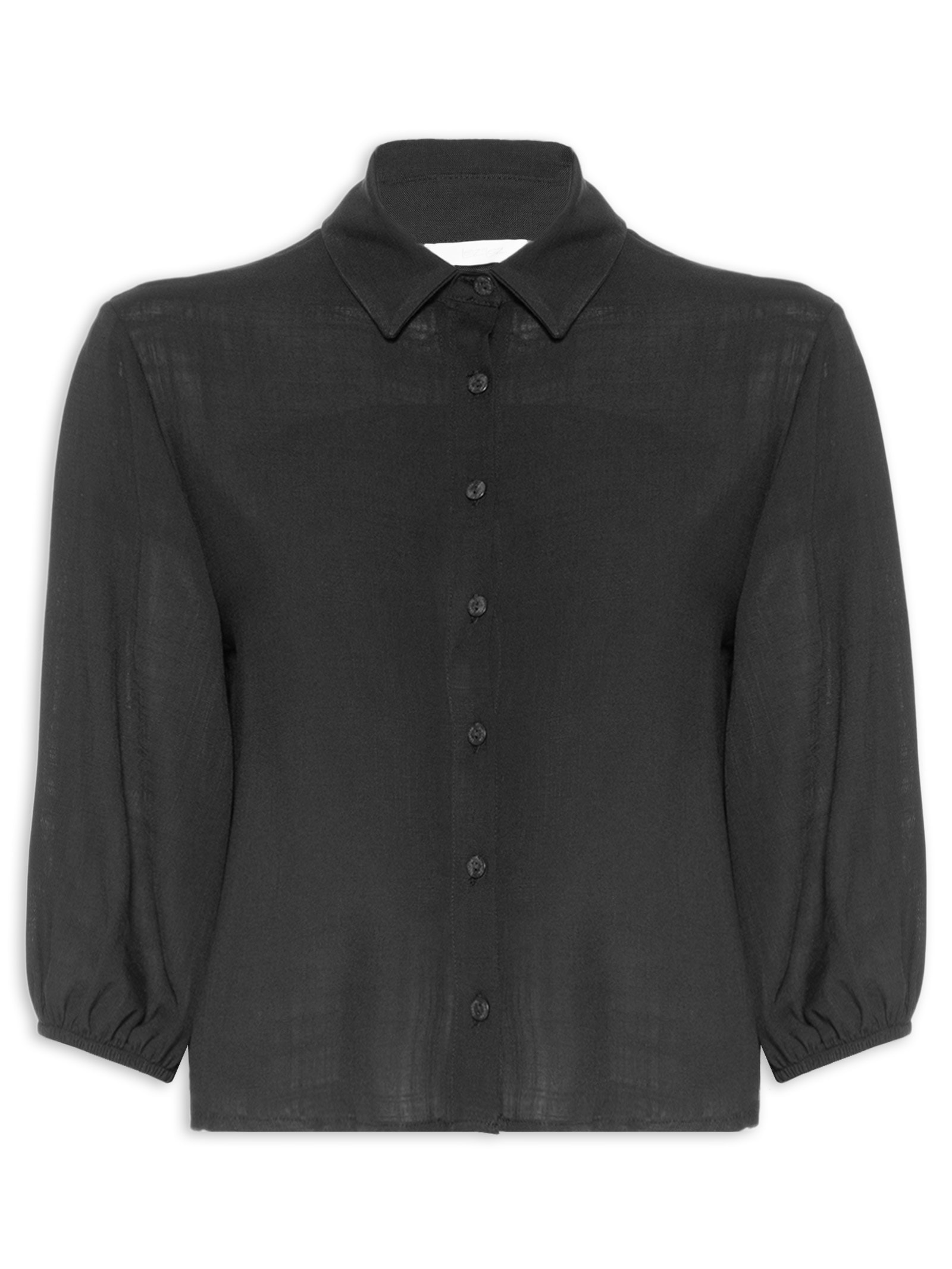 Camisa Feminina Tecido Rayon New Slub Preto Lez A Lez