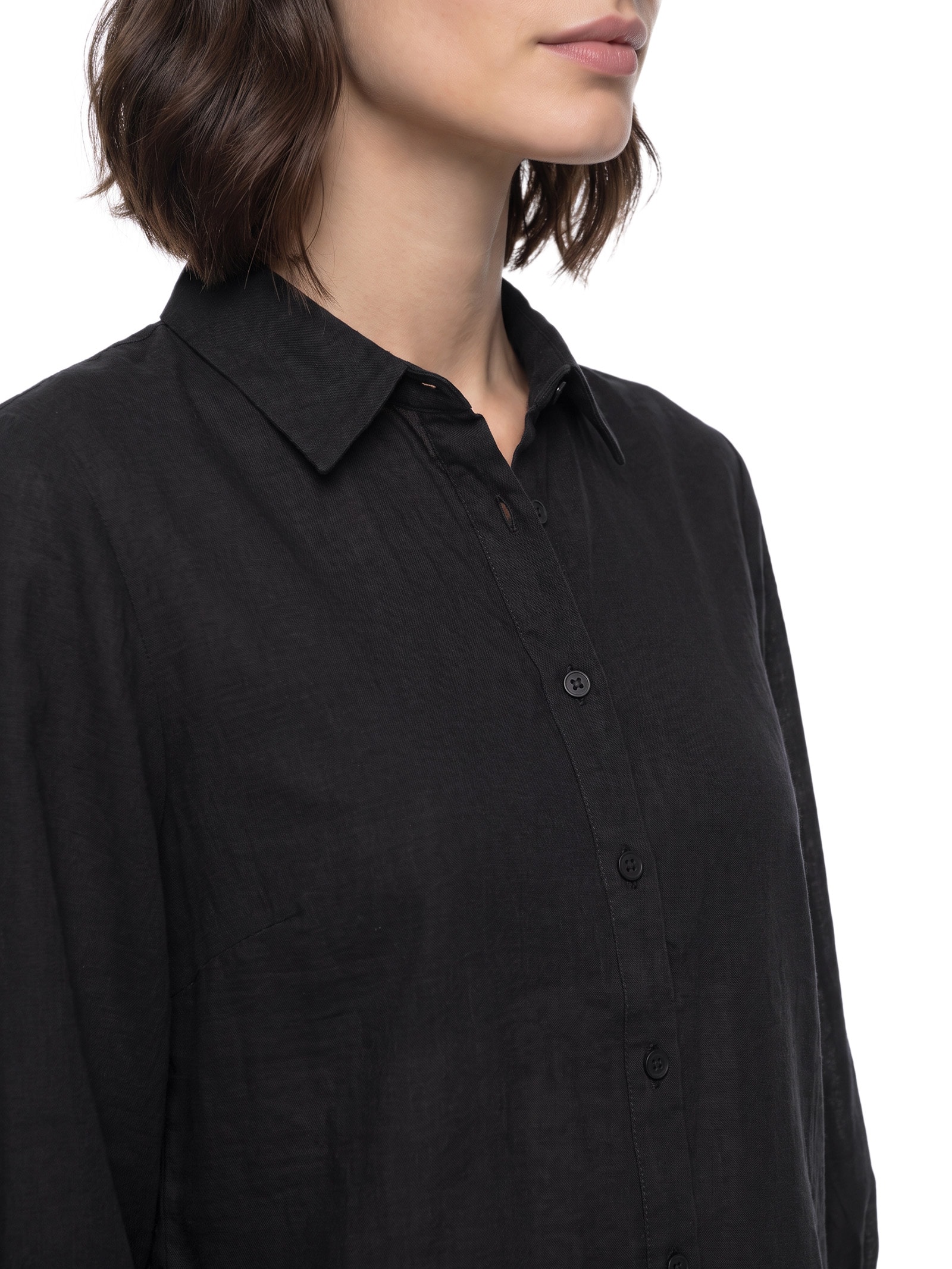 Camisa Feminina Tecido Rayon New Slub Preto Lez A Lez