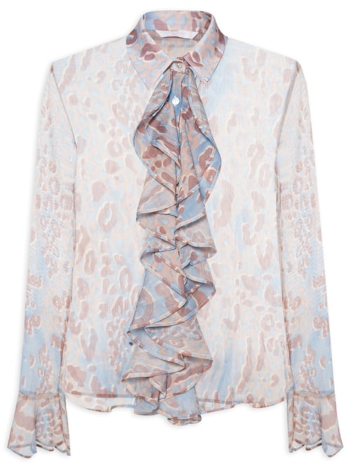Camisa Feminina Tecido Transparência – Animal Print