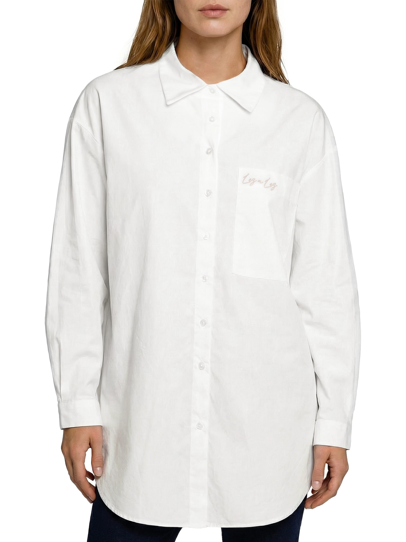 Camisa Feminina Tecido Tricoline Branco Lez A Lez