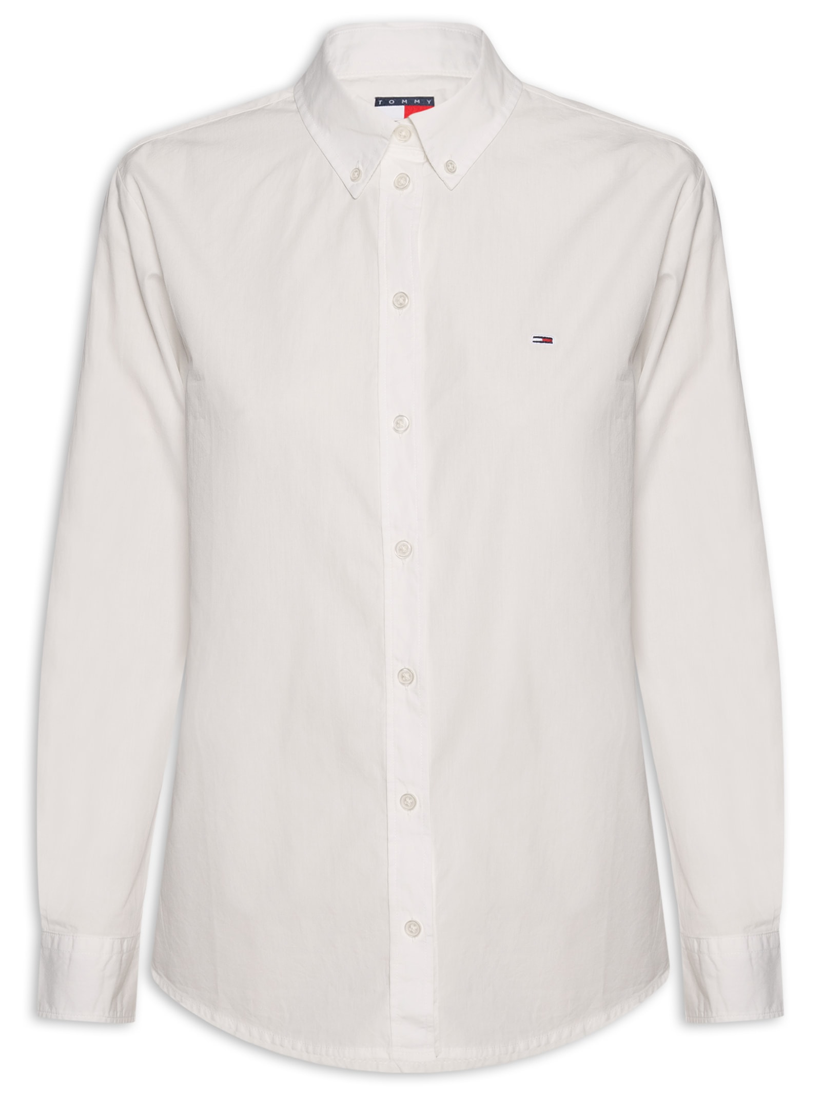 Camisa Feminina Tjd Reg Pinstripe Poplin Shirt Branco Tommy Jeans