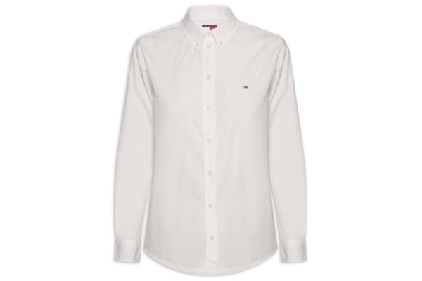 Camisa Feminina Tjd Reg Pinstripe Poplin Shirt - Branco