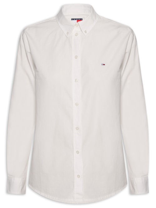 Camisa Feminina Tjd Reg Pinstripe Poplin Shirt – Branco