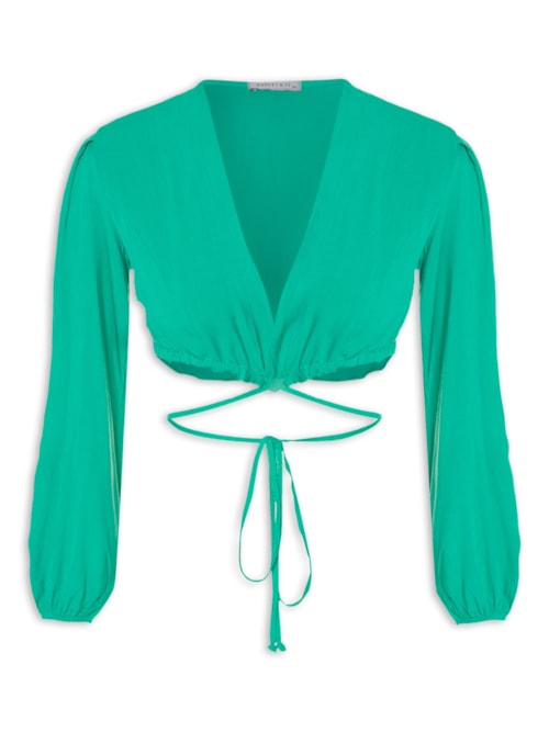 Camisa Feminina Transpassada Manga Longa – Verde