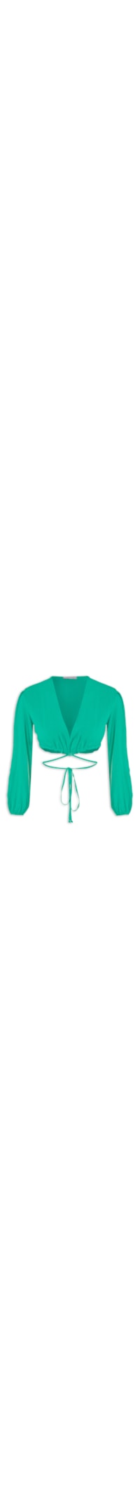 Camisa Feminina Transpassada Manga Longa - Verde