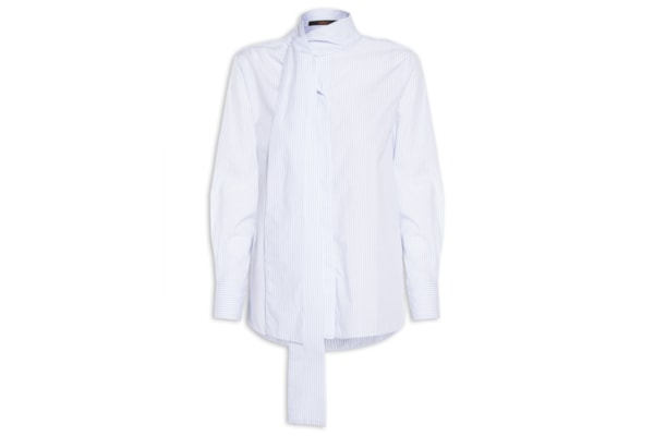 Camisa Feminina Tricoline Laço - Azul