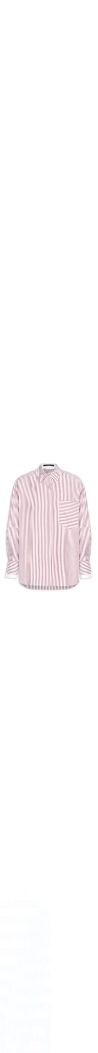 Camisa Feminina Tricoline Listrada Punho Duplo - Marrom